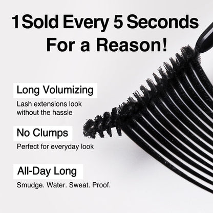 CLIO Kill Lash Superproof Mascara, Waterproof Lengthening Mascara with Slim Curved Brush for Straight Lashes, Smudge-Resistant Long Wear, Lifted Curl and Clean Separation (001 Long Curling)