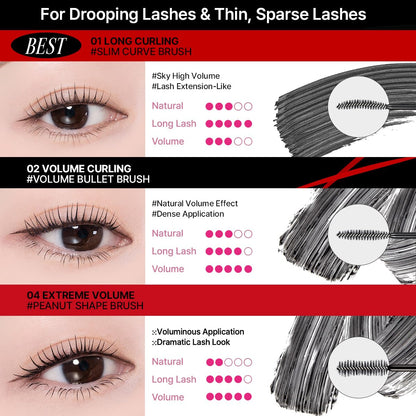 CLIO Kill Lash Superproof Mascara, Waterproof Lengthening Mascara with Slim Curved Brush for Straight Lashes, Smudge-Resistant Long Wear, Lifted Curl and Clean Separation (001 Long Curling)
