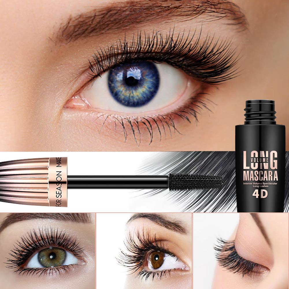 4D Silk Fiber Lash Mascara, Waterproof Long Lasting Mascara Black Volume and Length Natural, Exquisitely Full, Lengthening Thickening Softer Fuller Lashes Amplify Smudge-Proof Eyelash Mascaras,1 Pack